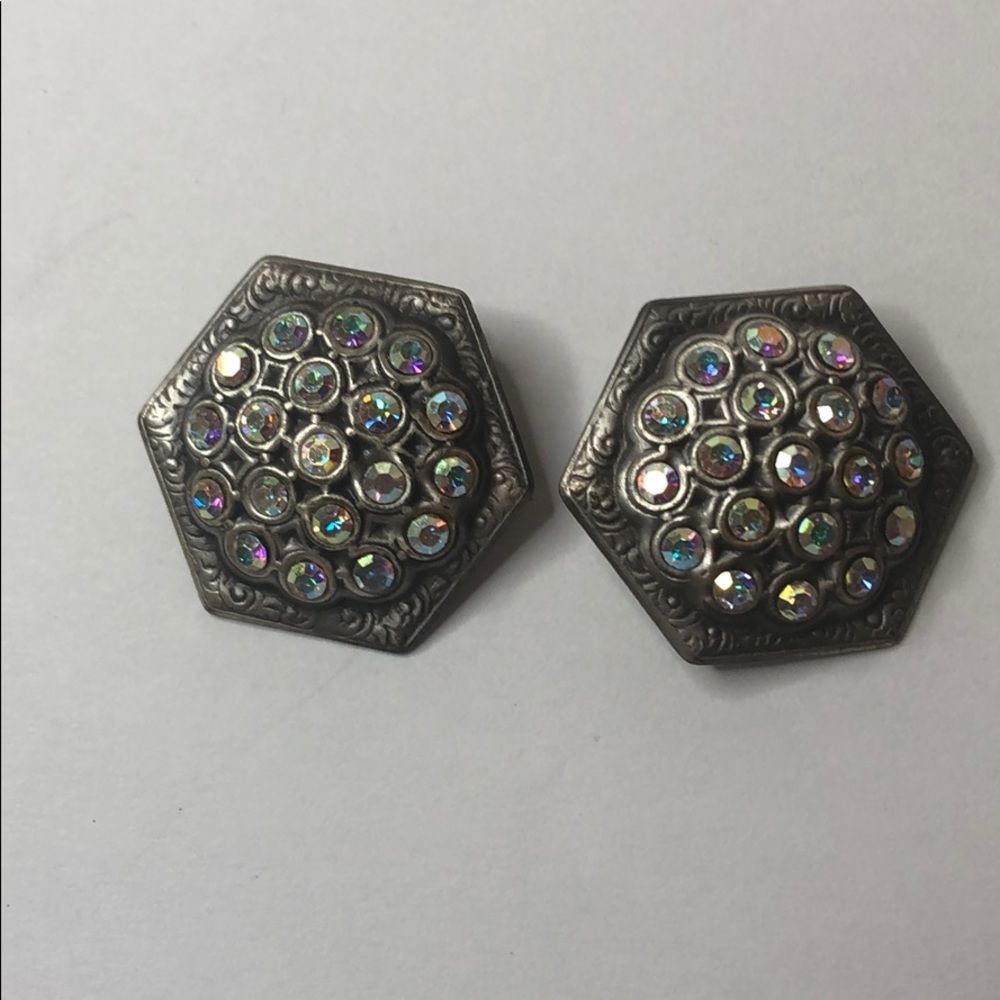 Octagon & Aurora Borealis Post Earrings